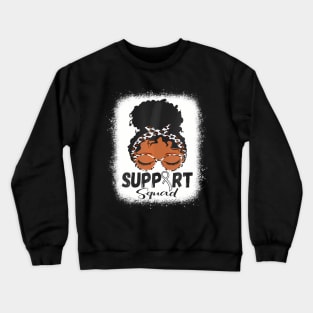 Messy bun Support Squad White Ribbon Lung Cancer Awareness Crewneck Sweatshirt